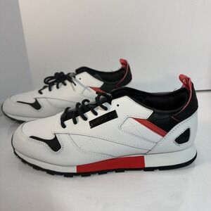 REEBOK Leather ReeDux Running Men's Sneakers - White/Black/Radiant Red-Size 7